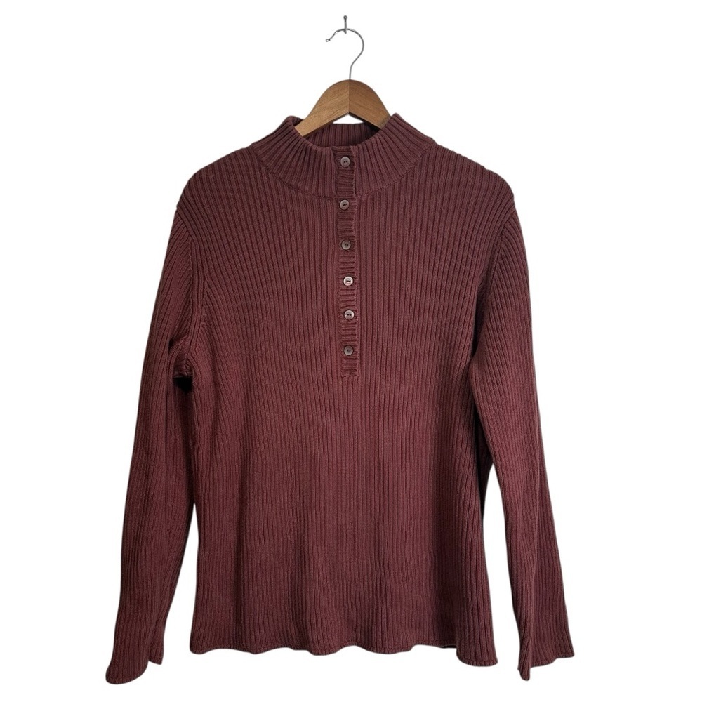 Woolrich Women’s XL Hazelberry Ribbed Cotton Mock Turtleneck Neck Sweater